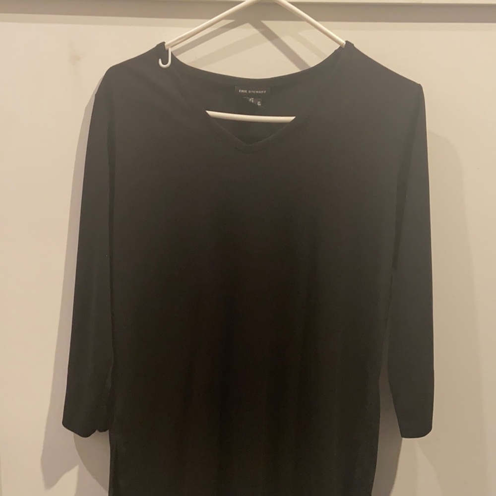 Black 3/4 sleeve long blouse